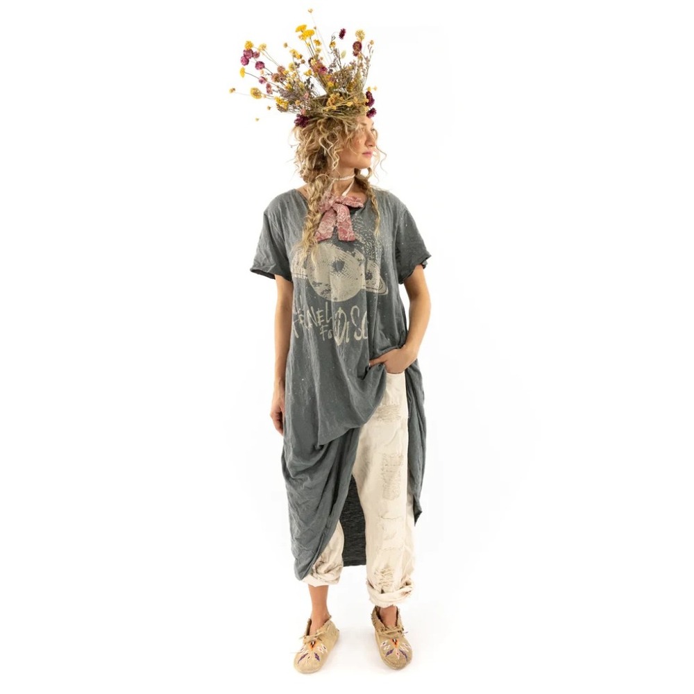 Magnolia Pearl Will Travel for‎ Disco T-Shirt Dress Ozzy Grey Distressed OS